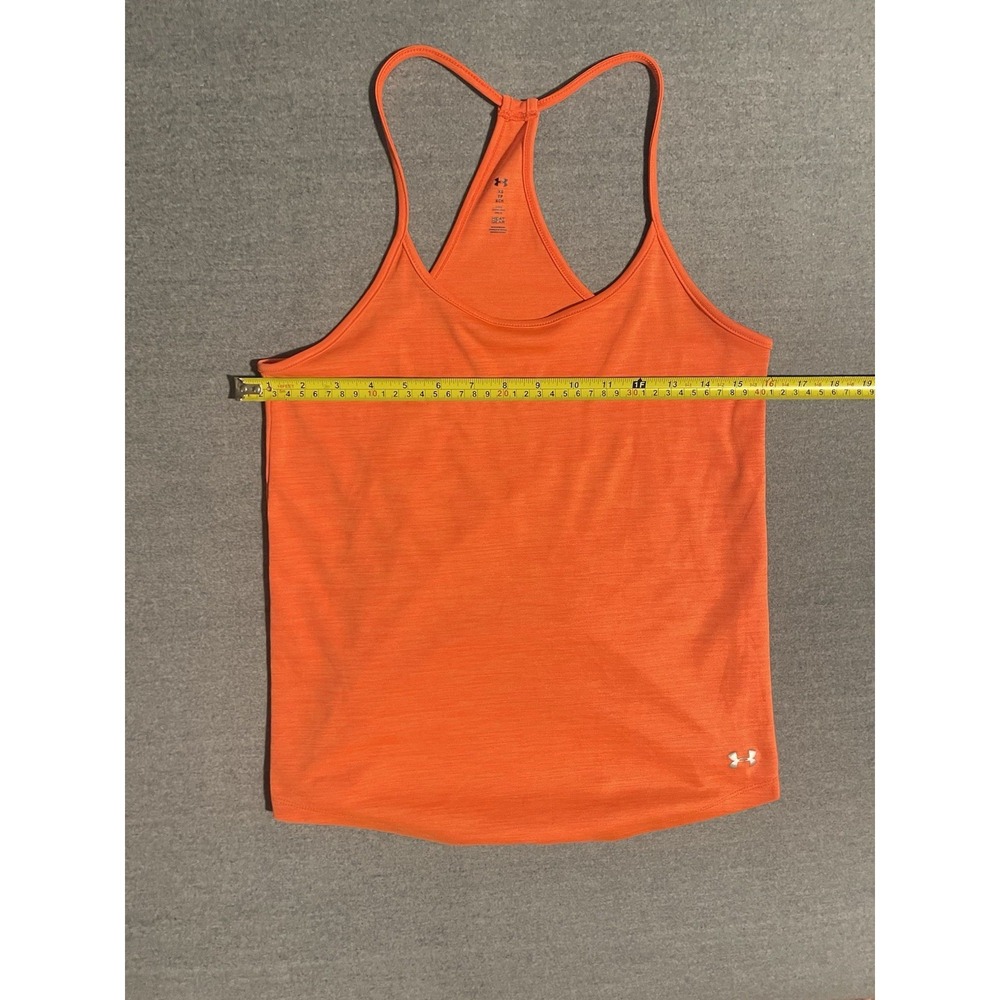 Under Armour HeatGear Orange Racerback Tank Top XS Athletic Workout Gym Shirt